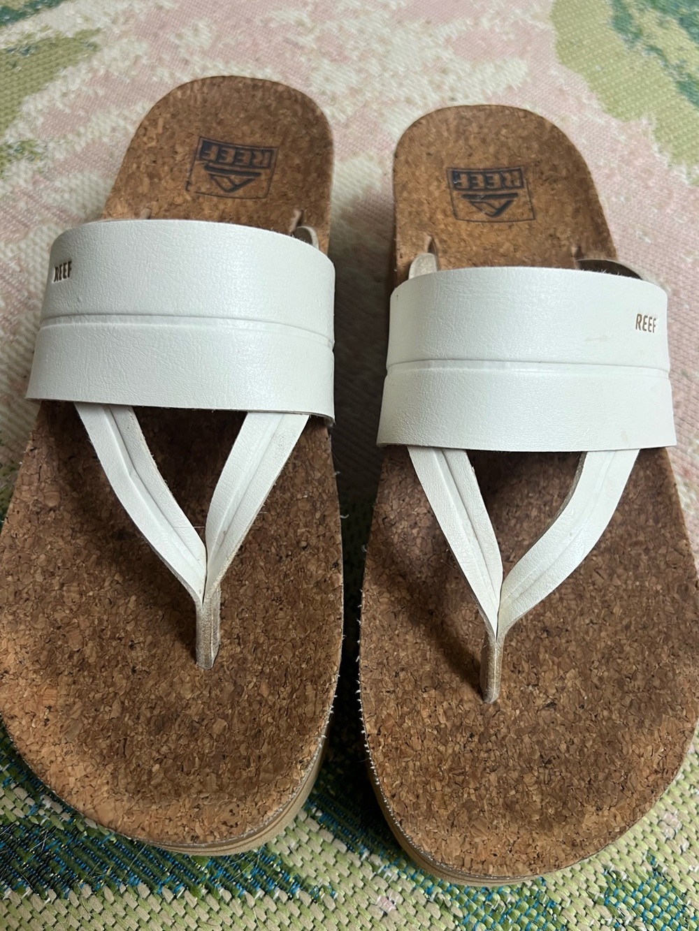 Reef Women’s White Cork Footbed Slide Thong Sandals